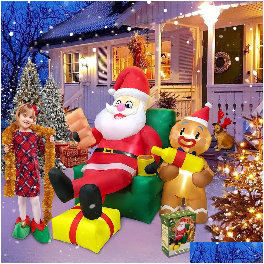 christmas decorations santa claus inflatable decoration for home outdoor xmas elk pulling sleigh snowman decor yard garden party arch