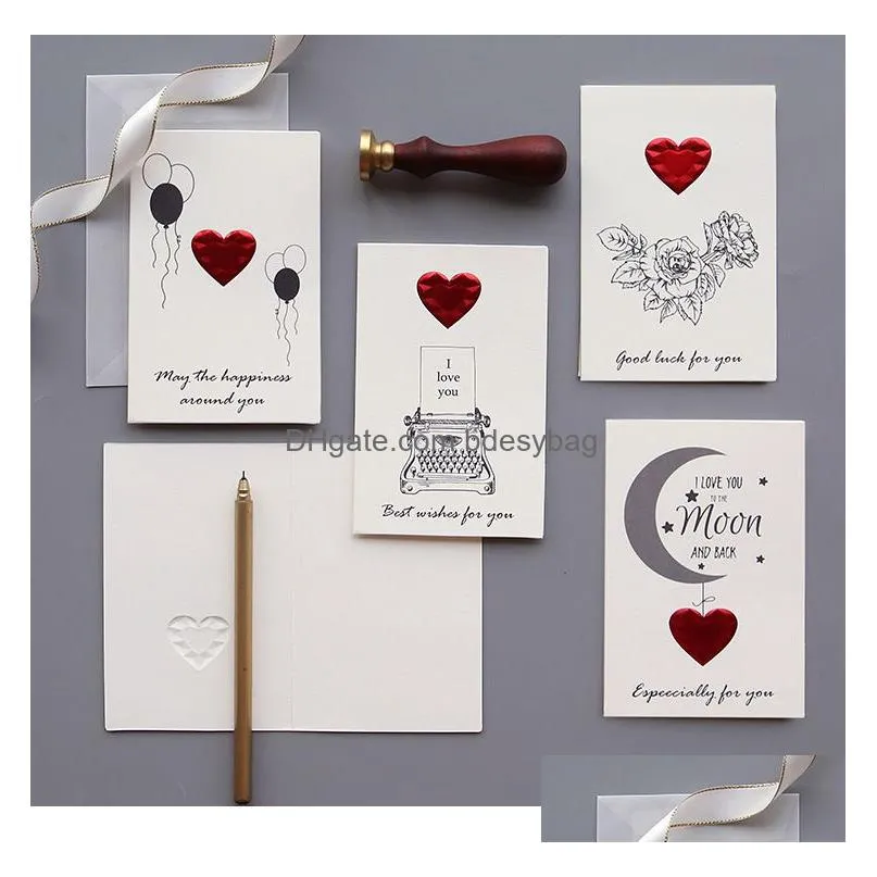 Greeting Cards Creative Bronzing White Love Postcard Wedding Invitation Greeting Cards Anniversary For Her Valentines Thanksgiving Day Dhtra