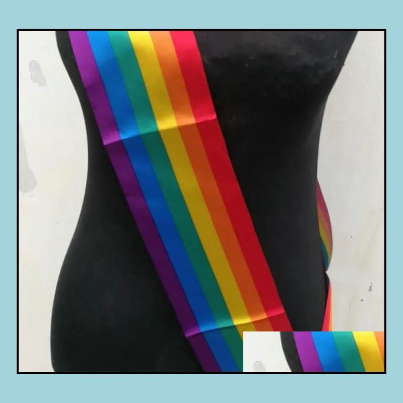 gay pride rainbow satin sash blank satin etiquette sashes rainbow theme party event festive favors accessory 150x9cm