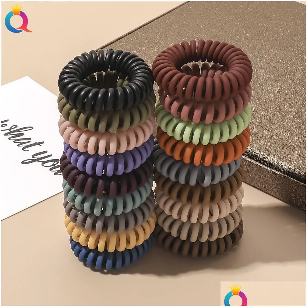 4cm telephone wire elastic hair bands ribbon small matte color hair ties gum for women ponytail holder hair ropes accessories 1538