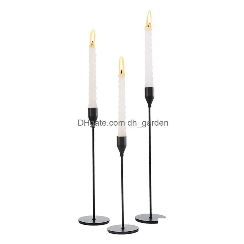 vintage metal candle holders wedding table decoration romantic iron candlestick home ornaments 3pcs/set