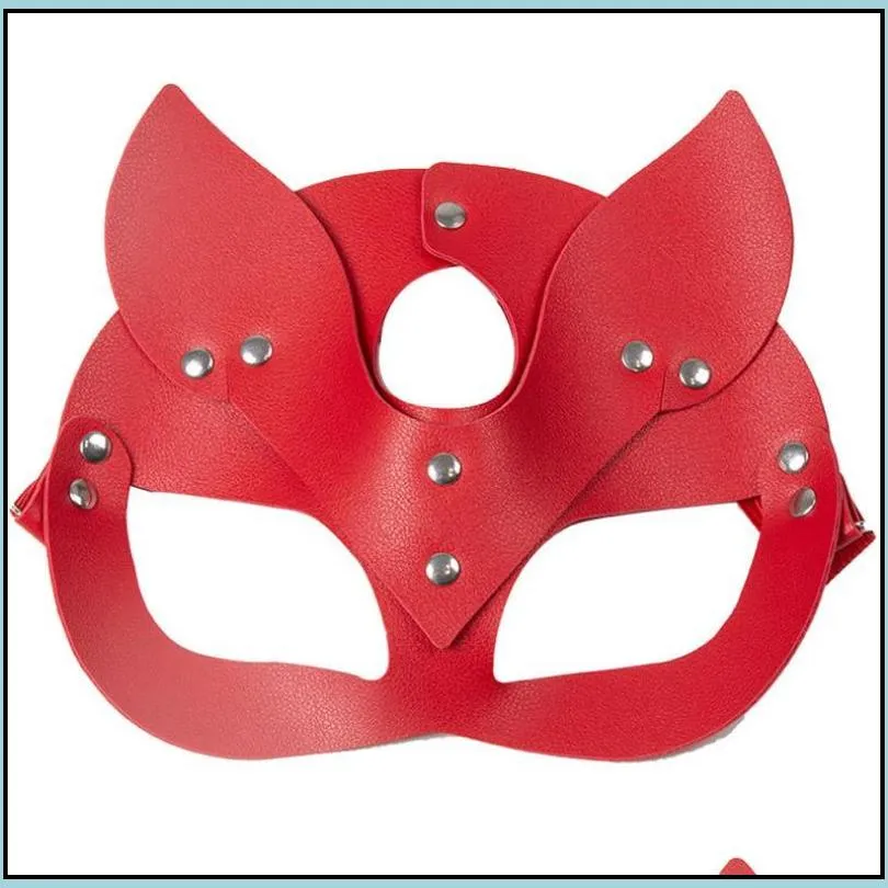 halloween leather masks cat women men masquerade animal half face fox mask cosplay christmas costume accessory night club props black red