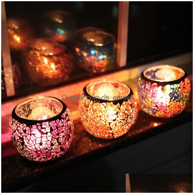 mosaic candle holder color glass candlestick wedding decoration ornaments multifunctional household flower pot