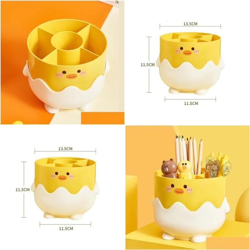 wholesale other desk accessories cute little yellow chicken pen holder large capacity pencil storage box desktop organizer stand case student stationery