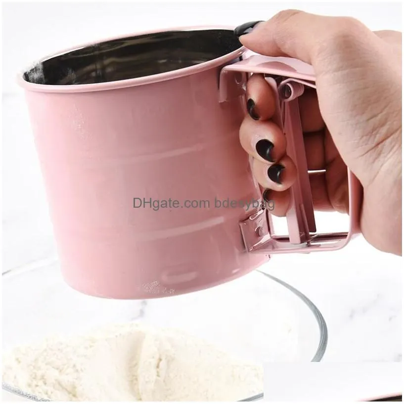 Baking & Pastry Tools Stainless Steel Baking Pastry Tools Sieve Cup Powder Flour Icing Sugar Mesh Sieves Colander Crank Sifter Kitchen Dhlh1