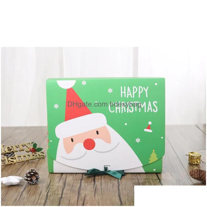 christmas bow ribbon gift box large red green packaging boxes craft wrap storage paper box diy chocolate candy box 24cmx19.5cmx7cm
