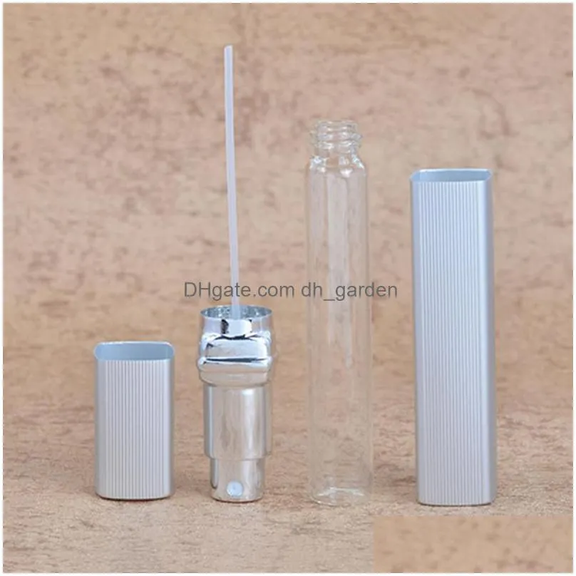 12ml square tube glass perfume bottle press spray bottle portable travel cosmetic empty bottles