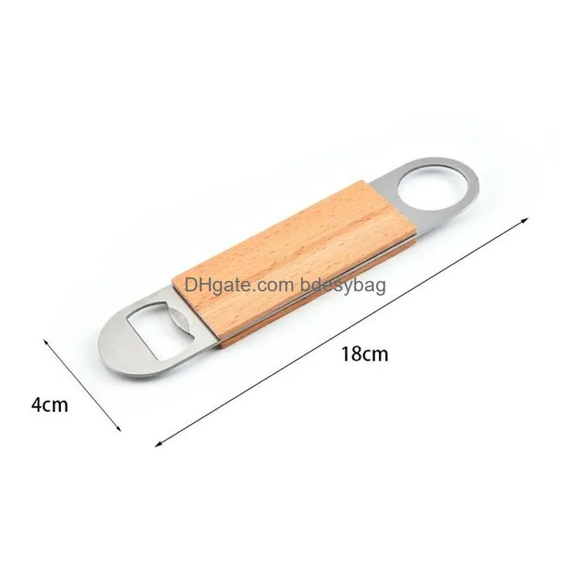 wooden handle opener flat beer bottle opener vintage bottle metal cap opening tools bar tools for home bar kitchen lx2994