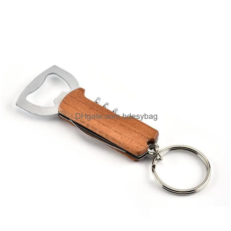 portable durable stainless steel keychain corrosionresistant anti wear keyring red wine bottle opener key chians wholesale lx1221