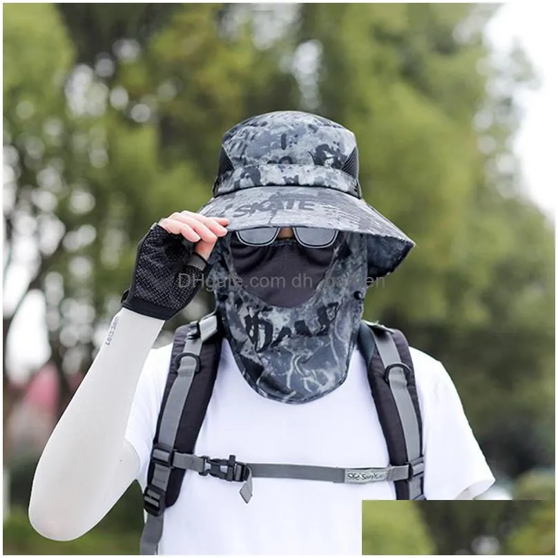 camouflage bucket hat outdoor mountaineering fishing breathable sunscreen face mask sun hat cap wide brim hats