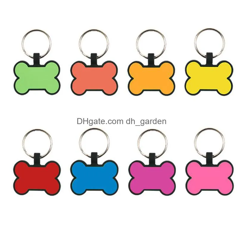 creative boneshaped dog tag keychains diy food grade silicone pet id card pet tags keyring keychain