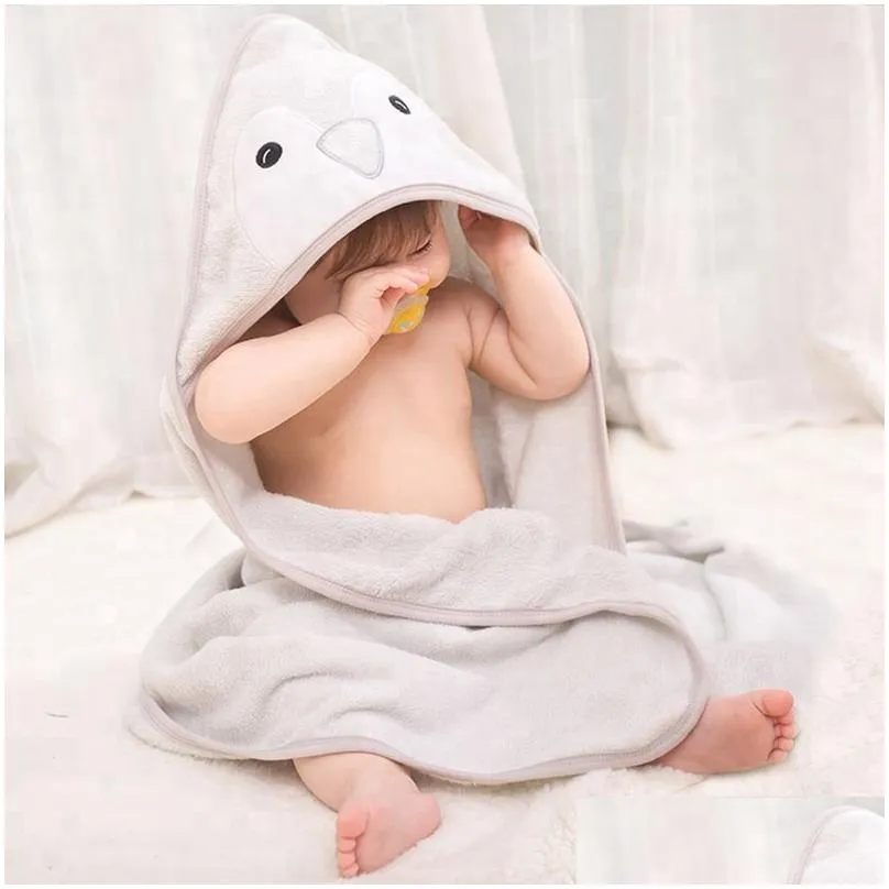 Baby Hooded Bath Towels Soft 100% bamboo Terry Cloth with Cute Animal Face Design Great for Infants and Toddlers