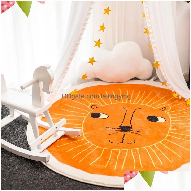 cute round carpet bedroom bedside blanket floor mats childrens room baby crawling cartoon mats machine washable