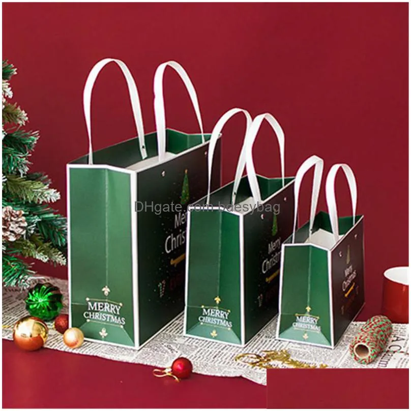 creative christmas tree gifts bag portable paper bag christmas retro paper clothing rivets christmas decoration home gift bags ct0302