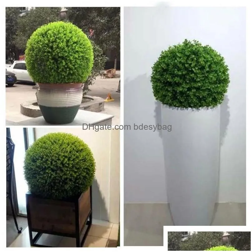 Faux Floral & Greenery Green Artificial Greenery Plant Ball Topiary Tree Boxwood Wedding Party Home Outdoor Decoration Plants Plastic Dhyel