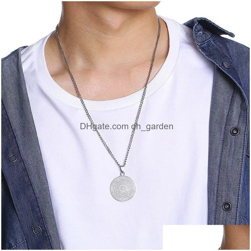 Chains The Seal Of Seven Archangels By Asterion Solomon Kabh Amet Pendant Necklace Stainless Steel Male Jewelry Gift Drop De Dhgarden Otcth