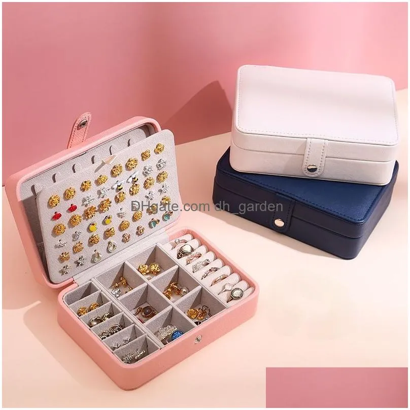 Jewelry Boxes 2022 Jewelry Organizer Display Travel Jewellery Case Boxes Portable Box Leather Storage Earring Holder Drop De Dhgarden Otiwj