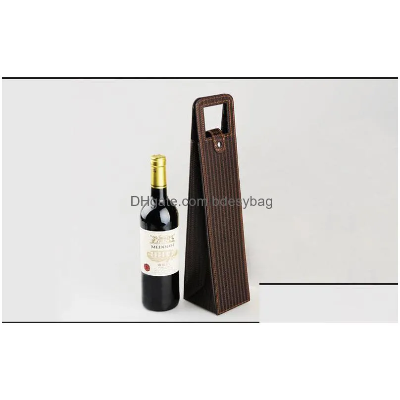 luxury portable pu leather wine bags red wine bottle packaging case gift storage boxes with handle bar accessories za5192