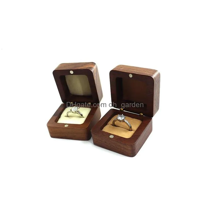 black walnut wood ring boxes valentines day gift wrap diy blank carving handmade jewelry box necklace earrings storage