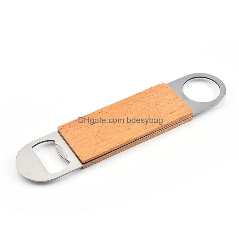 wooden handle opener flat beer bottle opener vintage bottle metal cap opening tools bar tools for home bar kitchen lx2994