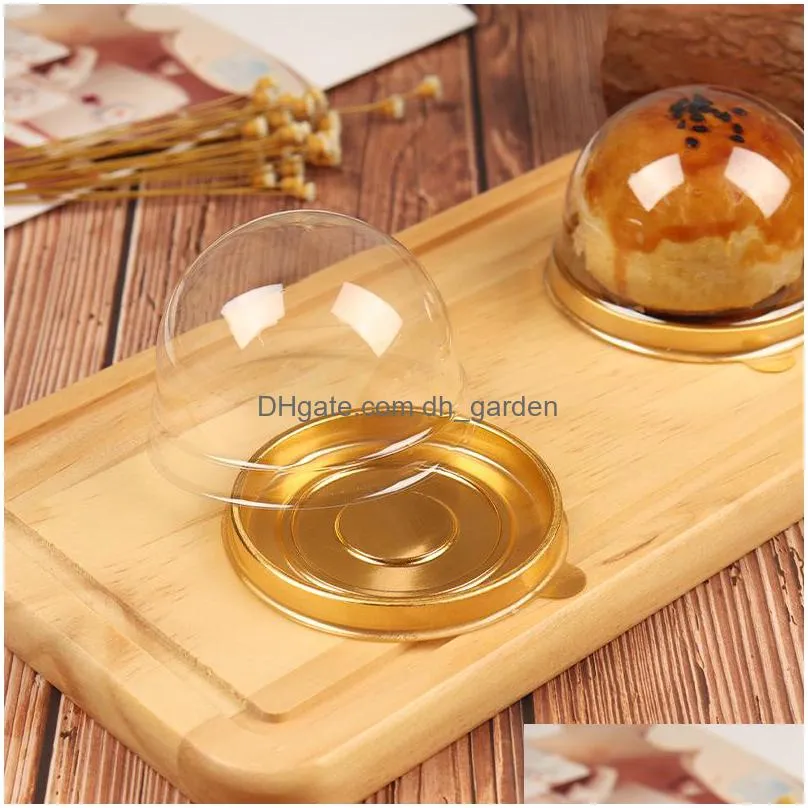 round plastic cake packaging box gift wrap egg yolk biscuit golden black blister boxes for guests party favors