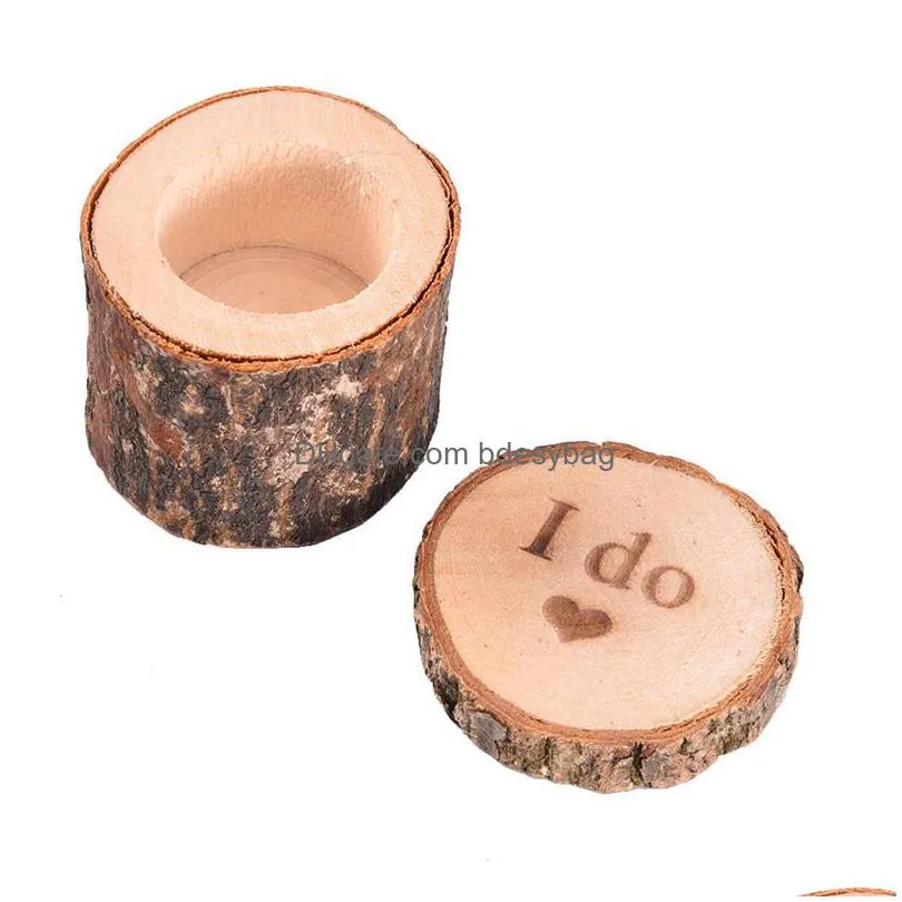 country retro wedding ring necklace earrings box holder shabby chic rustic wooden bearer mini box for lover lx0486
