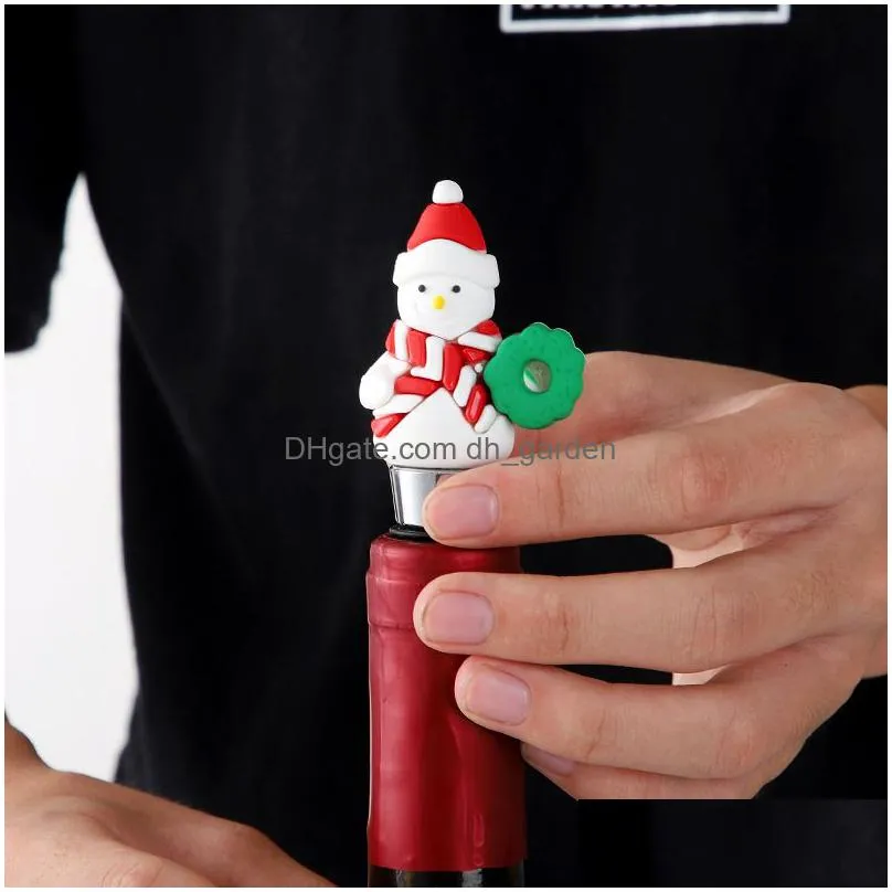cartoon santa wine stoppers bar tools christmas party decorations metal champagne wine corks 7 styles