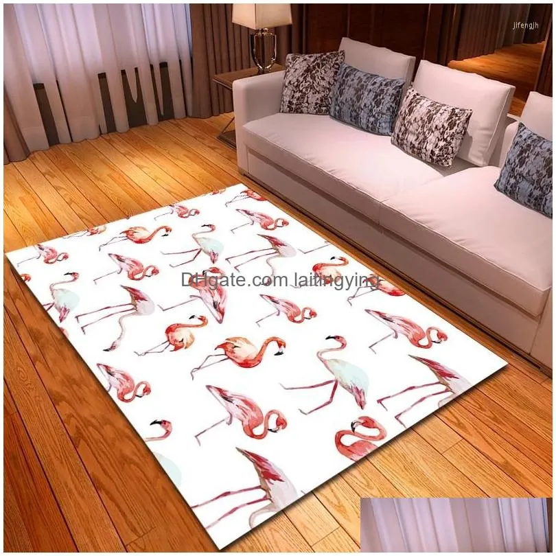 carpets cartoon flamingo children room floor mat bedside flannel area rug baby play crawling rugs large home living carpet