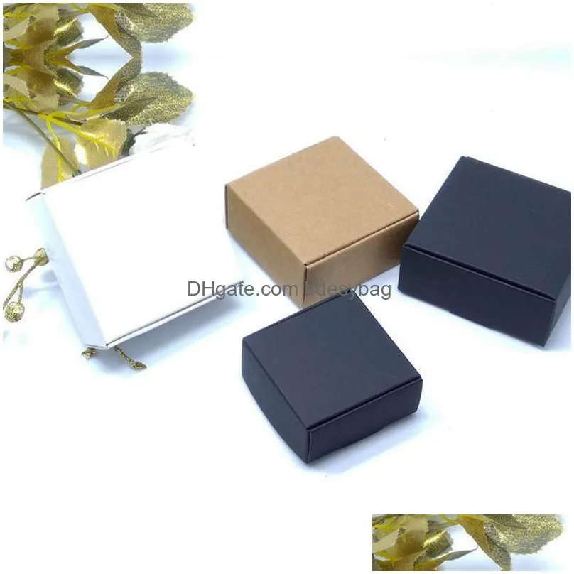 white/black/brown kraft craft paper jewelry pack boxes small gift box for biscuits handmade soap wedding party candy packaging box