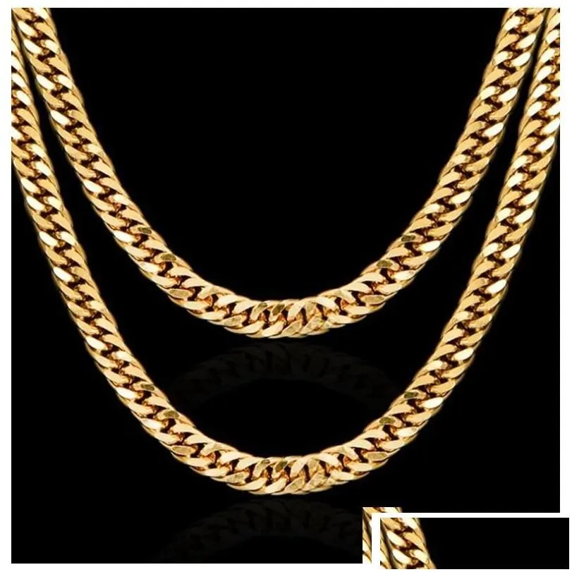 Chains Fine Wedding Jewelry 24K Real Yellow Gold Chain Inish Solid Heavy 8Mm Xl  Cuban Curn Link Necklace Packaged Unconditiona