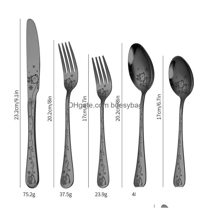 Flatware Sets Fashion Stainless Steel Golden Flatware Cutlery Sets Black Luxury Dinnerware Set Kitchen Mirror Polishing Fork Spoons Kn Dhk16