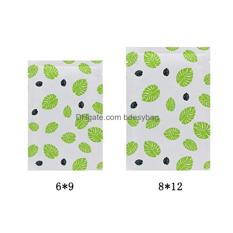 leaf printed pure aluminum foil bag eye mask food packaging bag tea heat seal aluminum foil plain pocket pouch lx0992