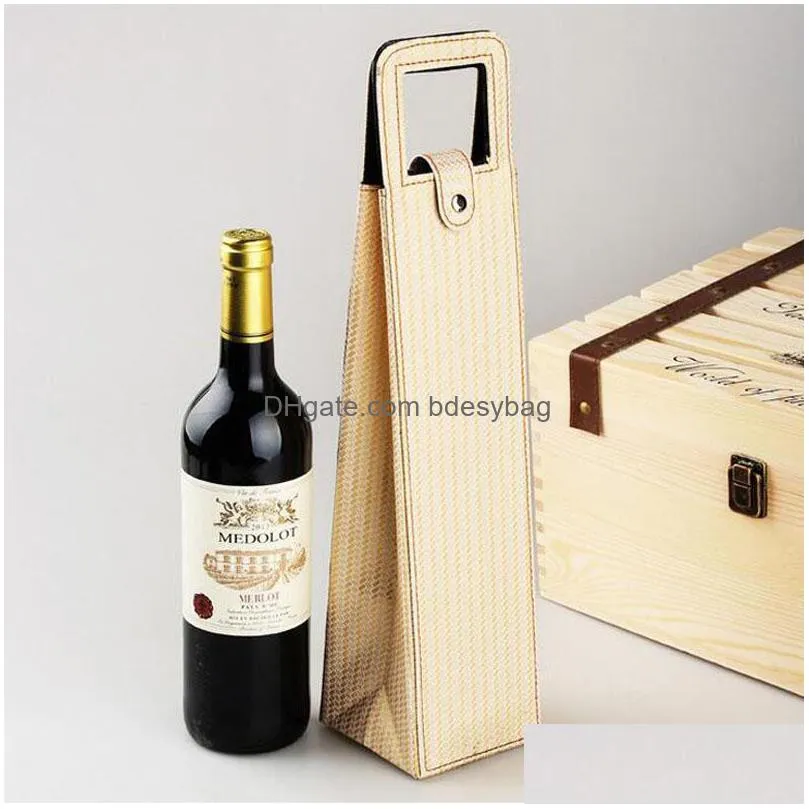 luxury portable pu leather wine bags red wine bottle packaging case gift storage boxes with handle bar accessories za5192