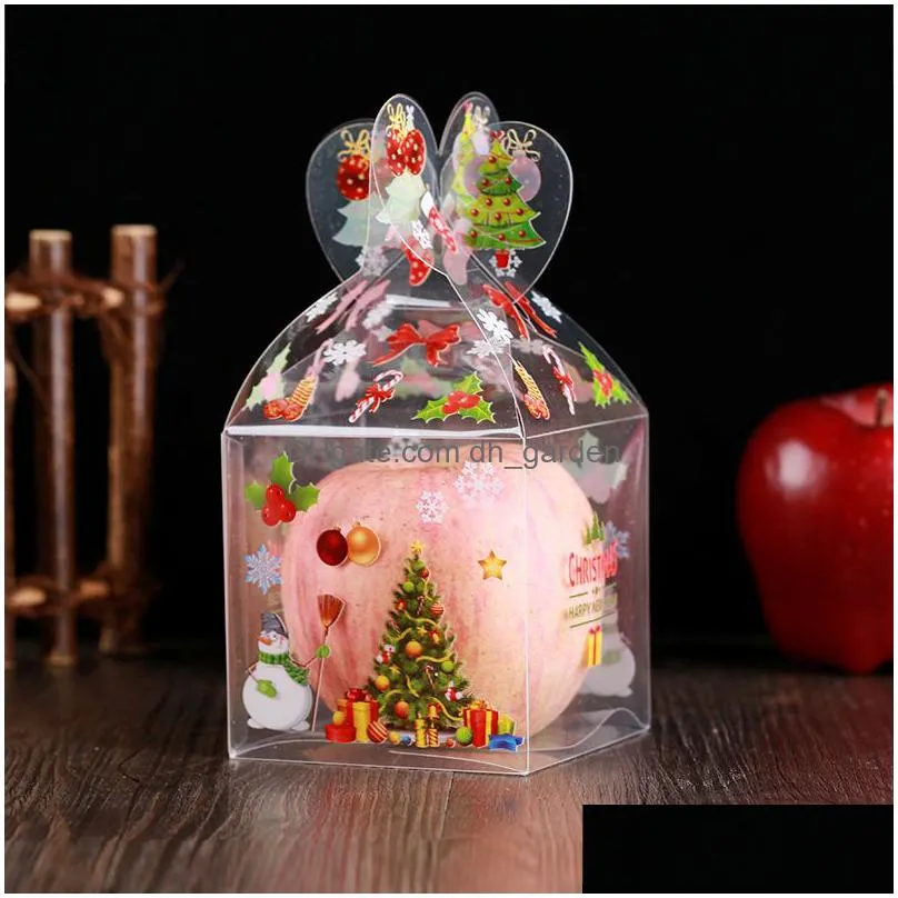 christmas decoration gift wrap box pvc transparent candy box packaging santa claus snowman  boxes party supplies 4 styles