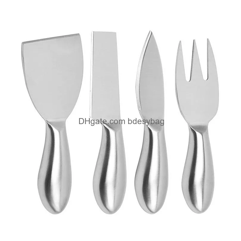 4pcs/set stainless steel silver cheese knives set cheese cutlery kitchen gadgets baking tools kitchen gadgets lx3559