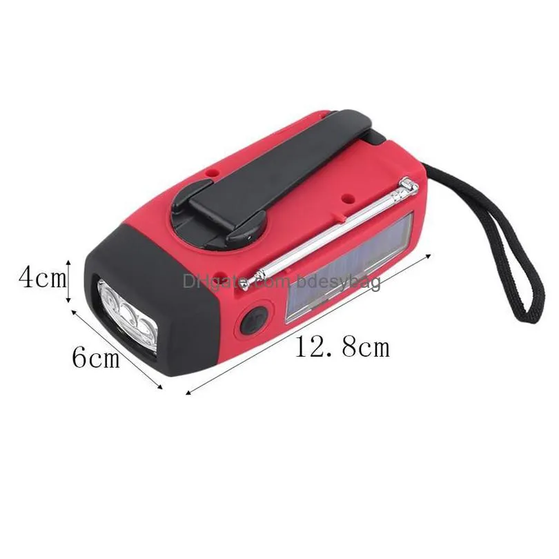 3 in 1 emergency  hand crank generator wind/solar/dynamo powered fm/am radio phones chargers led flashlight q0363