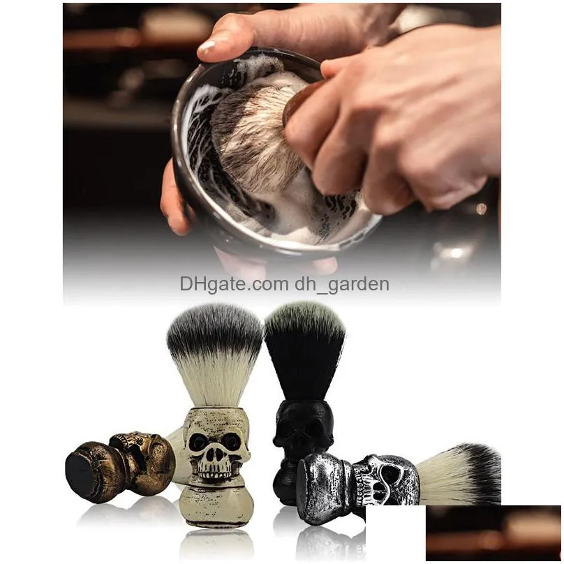 creative skull resin beard brushes mens household cleansing brush facial care beauty tools