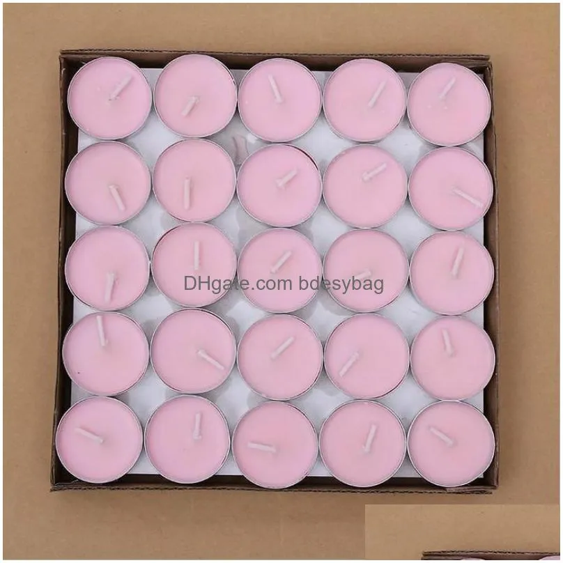 Candles 50-100Pcs/Box Love Heart Shaped Round Tealight Candles Smokeless Small Candle For Valentines Day Confession Proposal Home Deco Dhdu1