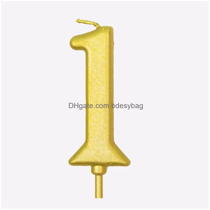 Candles Gilded Number Pattern Birthday Cake Candle Paraffin Golden Children Anniversary Party Decoration With Pvc Box Drop Delivery Ho Dhij1