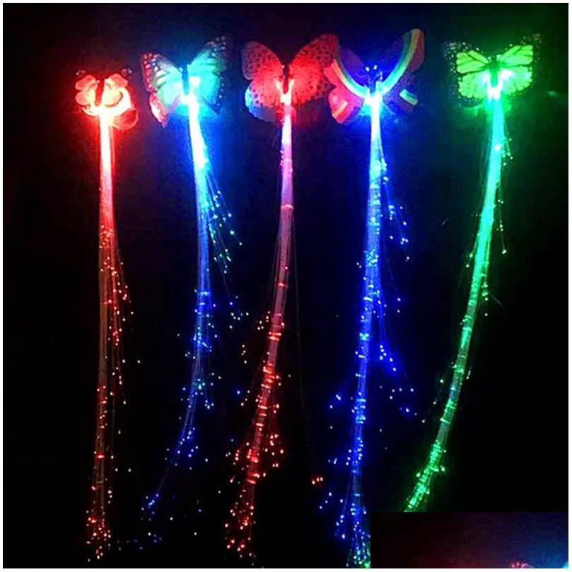 30pcs party led shining glow hair braids flash led fiber hairpin clip light up headband party glow supplies8339648
