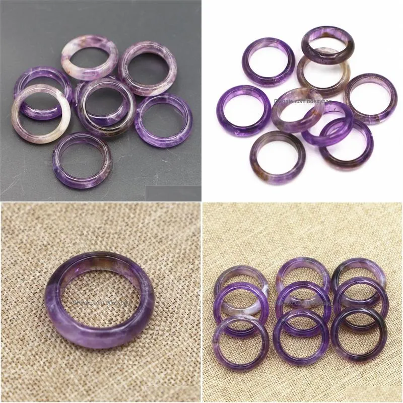 6mm band puprle amethyst crystal stone rings women wedding finger ring size 17mm 18mm