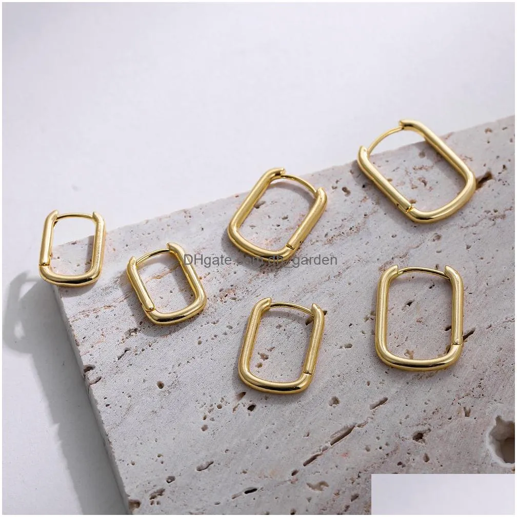 Hoop & Huggie Gold Color Metal Geometric Square Hoop Earring For Women Minimalist Small Circle Hies Ear Buckle Punk Jewelry Dhgarden Otqmf