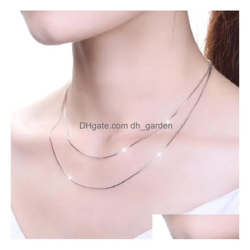 Chains Mtiple Classic Styles Real 925 Sterling Sier Necklaces Slim Thin Snake Chains Necklace Women Body Box Chain For Drop Dhgarden Otmtg