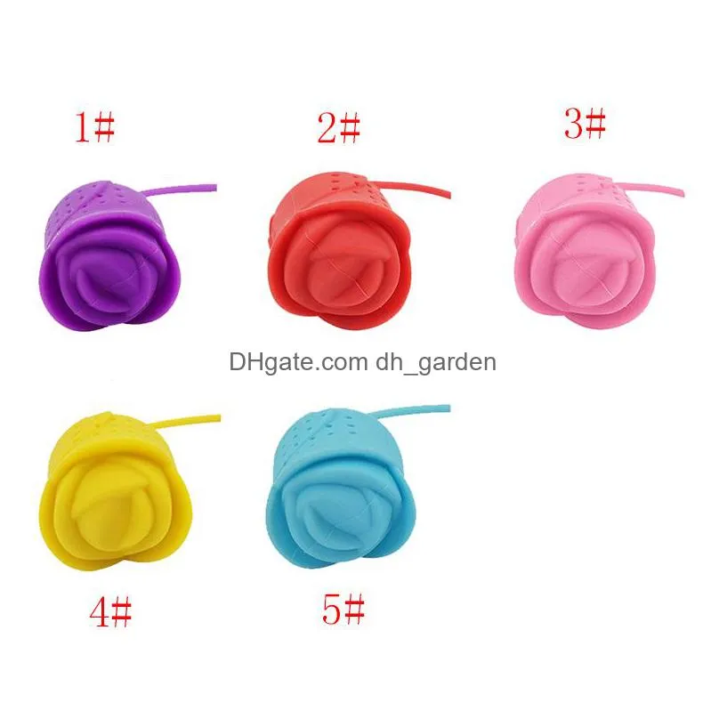 silicone tea strainers creative rose shape teas infuser home coffee vanilla spice filter diffuser reusable 5 colors