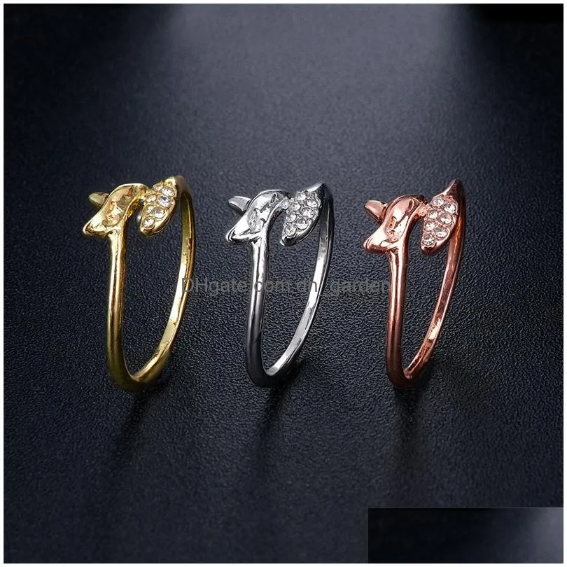 Band Rings Lovely Rose Gold Fox Ring For Women Gothic Anillos Mujer Animal Micro Crystal Engagement Boho Vintage Rings Jewel Dhgarden Otju8