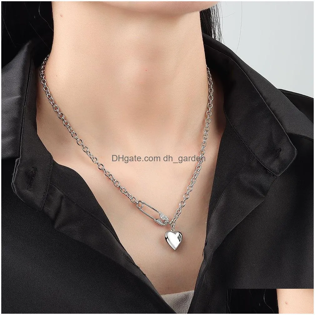 Pendant Necklaces Sterling Sier Necklace For Women Clip Heart Shape O Chain Chocker Chirstamas Gift Fashion Trendy Fine Jelw Dhgarden Ot4Hf