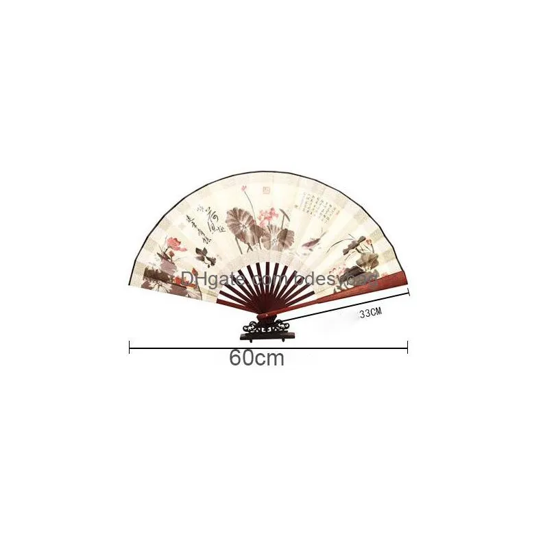 Party Favor Party Favor Landscape Silk Folding Fan Chinese Style Bamboo Wood Summer Portable Wedding Gift 10 Inch Drop Delivery Home G Dh0Su