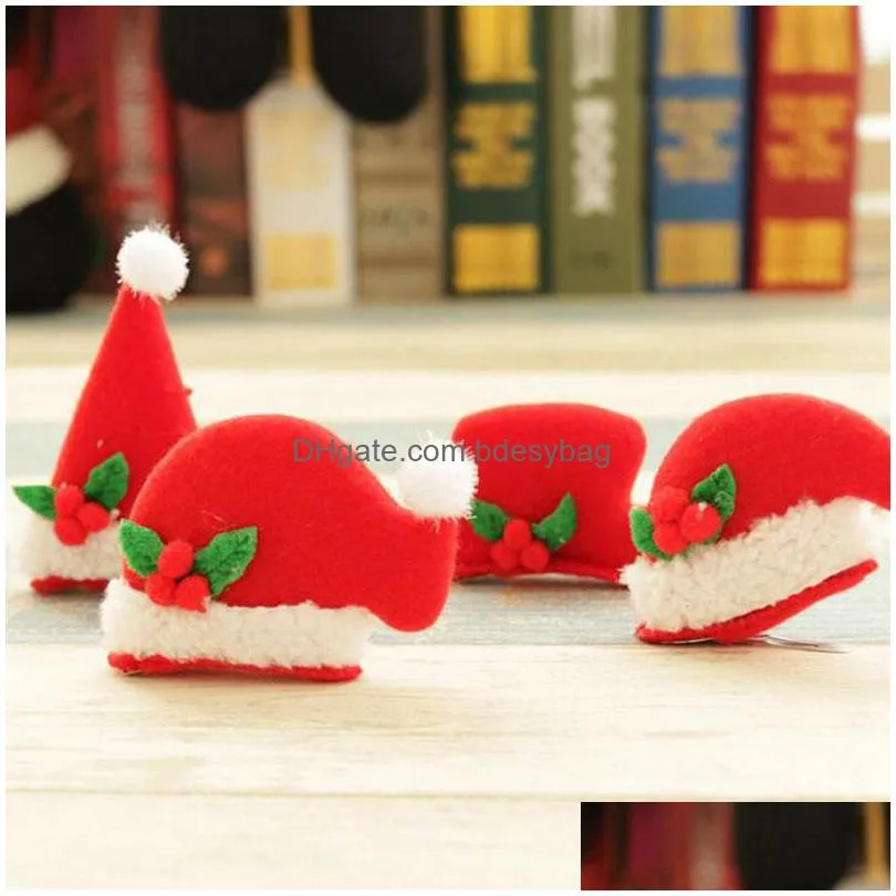 women girls fashion christmas hat shape led lighting hairpin hair clip xmas party decorations for kids za5290