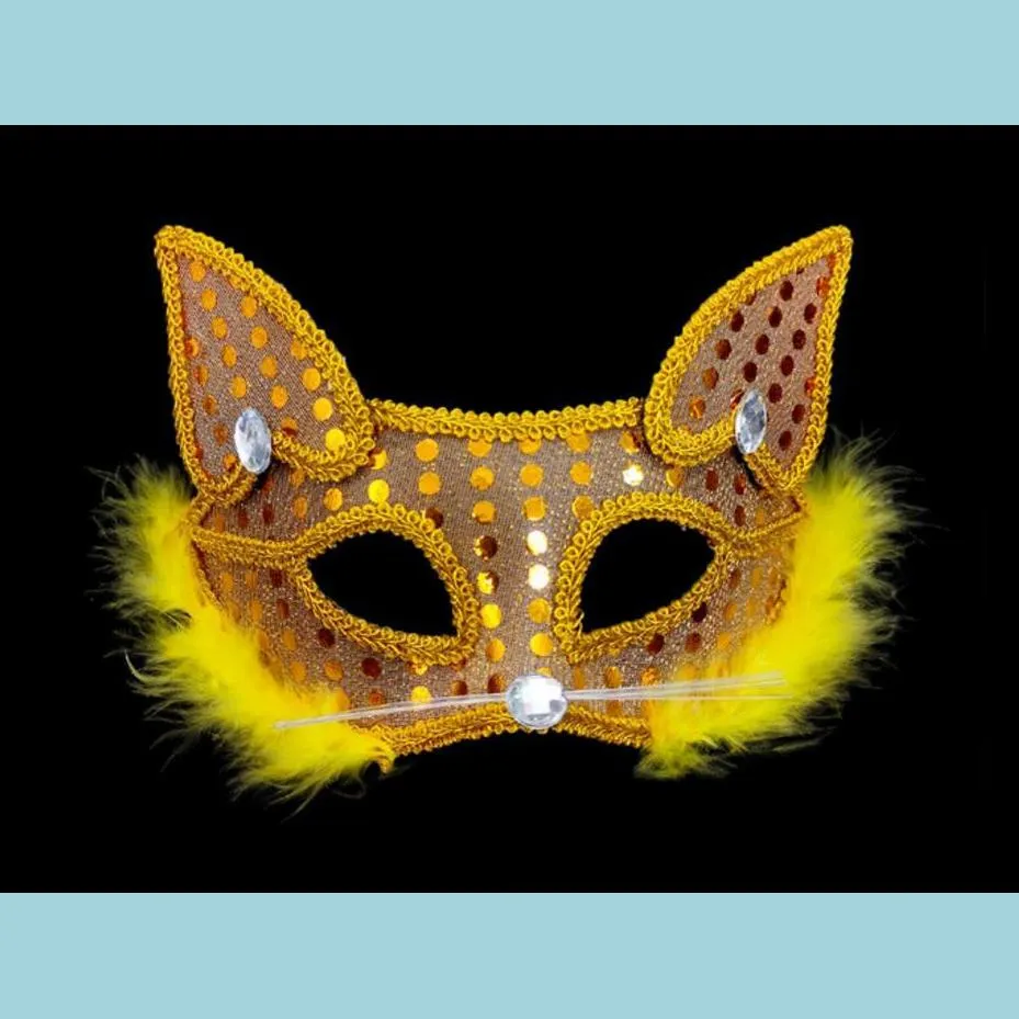 fox mask halloween sticker costume ball new year party props wolf feather show catwalk animal eyemask gifts hot