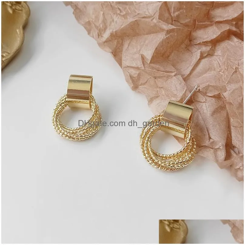 Dangle & Chandelier Geometric Rhinestone Crystal Pendant Hoop Earrings For Women Gold Color Ear Hies Jewelry Wholesale Girls Dhgarden Otjzs